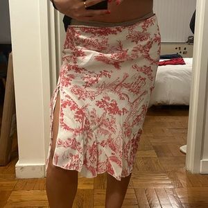 Sandro red and white Angel midi skirt.